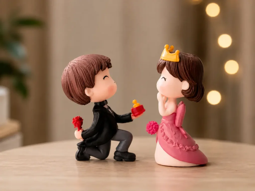 Cute romantic couple miniature showpiece for room decor display