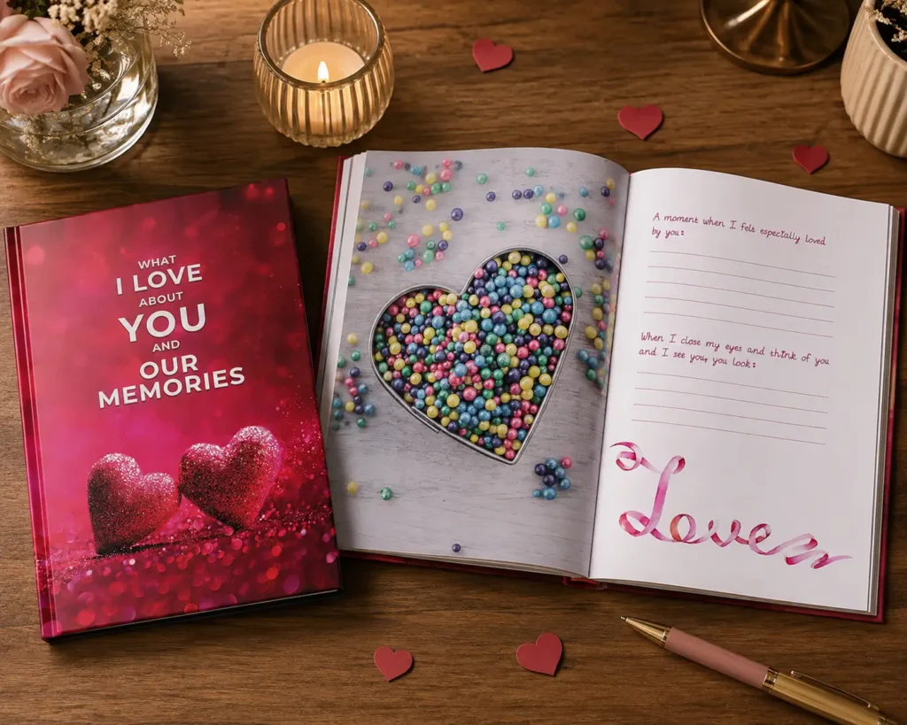 What I love about you fill in romantic memory book